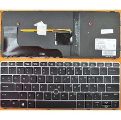 HP Elitebook G3 G4 725 820 Keyboard - Silver Frame With Backlight In Black