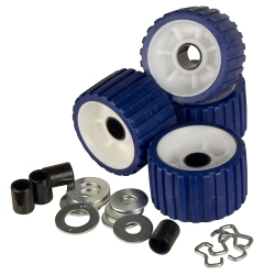 C.E. SMITH Ribbed Roller Replacement Kit - 4-Pack - In Blue