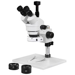 Walter Products 3.5x - 90x Trinocular Stereo Microscope with Built-in Camera (WP1AFZIFR07DNS5)