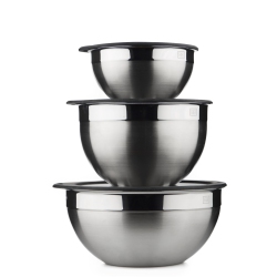 HUTCH KITCHEN 3-Piece Mixing Bowl Set With Silicone Rimmed Glass Lids
