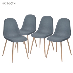 FURNITURER Set Of 4 Eames Dining Chair Eiffel Leg Base Strong Metal Leg Fabric Seat Elegant(Blue)