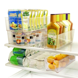 SORTWISE 6-Piece Refrigerator Food Storage Container Bins Acrylic Fridge Bins And Freezer Organizer