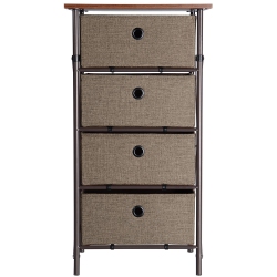 SORTWISE 4 Tier Iron Framed Nightstand Storage End Table Drawer Dresser Tower Organizer With 4 Removeable Bins Drawers