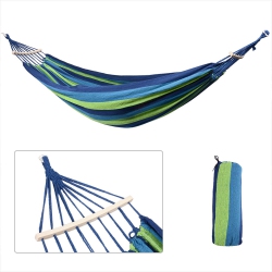 LIVINGBASICS Double Camping Hammock Cotton Canvas Beach Swing Bed \w Spreader Bar for Backyard Porch Balcony Outdoor Up to 450Lbs Capacity (Hammock