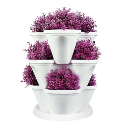 GREENWISE 3 Tier Garden Pot Stackable Planter Vertical Self-Watering for Flower Vegetable Strawberry Gardening