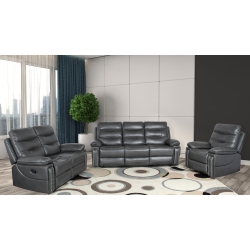 ALUX A-Class Luxury Products Elite Collection 3 PC Air Leather Recliner Sofa Set With USB & Power Outlets - Colour In Grey