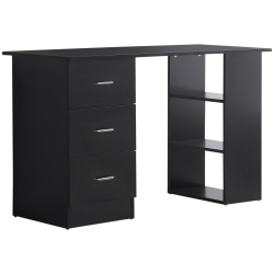 HOMCOM Computer Desk With 3-Tier Storage Shelves, 47 Inches Home Office Desk With Drawers, Study Writing Table In Black