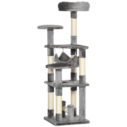 PAWHUT Cat Tree, 52" Multi-Level Cat Tower With Hammock, Cat Bed, Sisal Scratching Posts In Grey