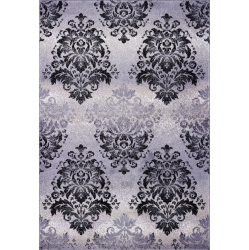 LA DOLE RUGS Milan Grey Damask Area Rug 6'5" X 9'5" In Black