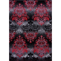 LA DOLE RUGS Milan Black Damask Area Rug 7'10" X 10'5" In Red
