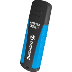 TRANSCEND 32GB Jetflash 810 USB 3.0 Flash Drive - 32 GB - USB 3.0 - Black, Blue - Shock Proo In Green