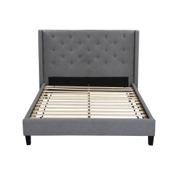 HUSKY ® Megan Upholstered Platform Bed – Queen - In Grey