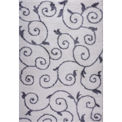 LA DOLE RUGS Rabat Shaggy Dark Gray Spirals Area Rug 6'5" X 9'5" In White