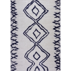LA DOLE RUGS Casablanca Shaggy White Dark Area Rug 3'11" X 5'7" In Blue