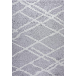 LA DOLE RUGS Tangier Shaggy Light Gray Area Rug 5'2" X 7'5" In White