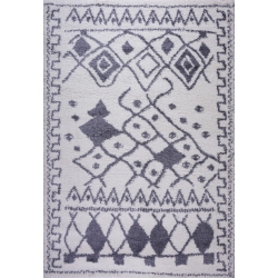 LA DOLE RUGS Asilah Shaggy Dark Gray Area Rug 5'2" X 7'5" In White