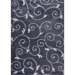 LA DOLE RUGS Rabat Shaggy Dark Gray Spirals Area Rug 5'2" X 7'5" In White