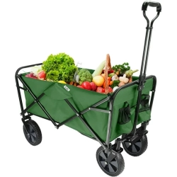YARDLAB Outdoor Folding Wagons, Collapsible Camping Utility Wagon Carts Beach Garden Shopping Grocery Cart In Green