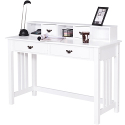 COSTWAY Writing Desk Mission Home Office Computer Desk 4 Drawer In White