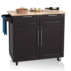 COSTWAY Rolling Kitchen Cart Island Heavy Duty Storage Trolley Cabinet Utility