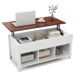 COSTWAY Lift Top Coffee Table W/ Hidden Compartment And Storage Shelves Furniture