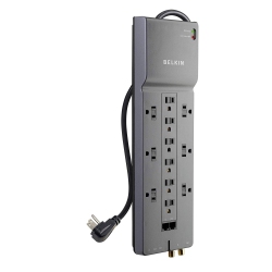 BELKIN 12-Outlet Power Strip Surge Protector With 10-Foot Cord And Telephone, Ethernet, Coaxial Protection, Be112234-10