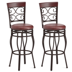 COSTWAY Set Of 2 Vintage Bar Stools Swivel Padded Seat Bistro Dining Kitchen Pub Chair