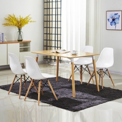 COSTWAY Set Of 4 Mid Century Modern Style Dining Side Chair Wood Leg