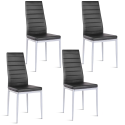 COSTWAY Set Of 4 Pu Leather Dining Side Chairs Elegant Design Home Furniture In Black
