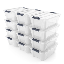 COSTWAY 12 Pack Latch Stack Storage Box Tubs Bins Latches Handles