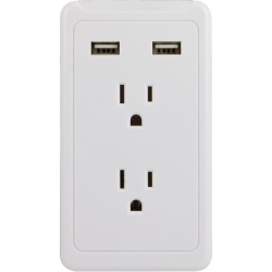 GE Wall Tap Charging Station 2 Outlets And 2 USB 2.1A Charging Ports In White