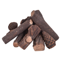 COSTWAY 9PCs Ceramic Wood Gas Log Set Fireplace Imitation Wood Propane Firepit Logs