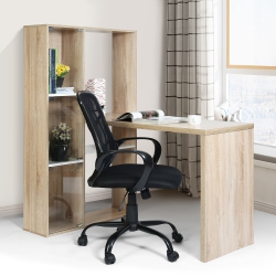 FURNITURER Computer Table With Book Shelfa With Big Storage (Beech)