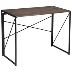 FURNITURER Industrial Wood&metal Foldable Writing Desk Home Office Furniture
