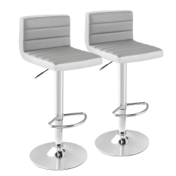 COSTWAY Set Of 2 Bar Stools Adjustable Barstool Pu Leather Swivel Pub Chairs Armless