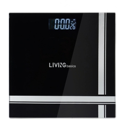 LIVINGBASICS Bathroom Bath Scale, Digital Body Weight Glass Scale With Smart Step-On Technology And Temperature Display 396Lb Capacity