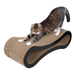 LIVINGBASICS 22-Inch Cat Scratcher Lounge, Corrugated Ergonomic Cardboard Lounge Scratch Post Angled, Cardboard Protector for Furniture Couch Floor