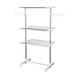 HOMCOM Foldable 3 Tier Clothes Drying Rack Stainless Steel
