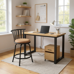 HOMY CASA Set Of 1 Adjustable Bar Stool With Backrest And Comfortable Cushion for Home Office, Kitchen Island, And High Tables