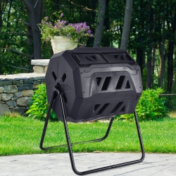 COSTWAY 42-Gallon Compost Tumbler Garden Waste Bin Grass Food Trash Barrel Fertilizer