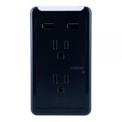 GE 28685 Wall Tap Sur Protector 2 Outlets, 2 USB Ports 450 Joules In Black