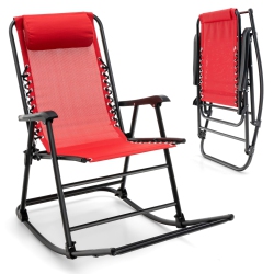 COSTWAY Folding Zero Gravity Rocking Chair Rocker Porch Outdoor Patio W/ Headrest