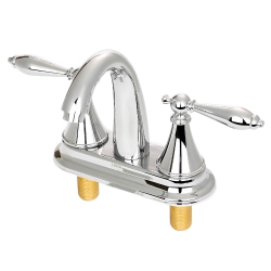 LIVINGBASICS 2-Handle Bathroom Sink Faucet Low-Arc, Lead-Free Brass Polished Chrome Lavatory Faucet Mixer Double Handle Tap