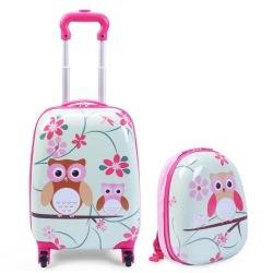 COSTWAY 2PC 12" 16" Kids Luggage Set Suitcase Backpack School Travel Trolley Abs