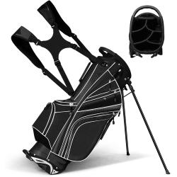 COSTWAY Golf Stand Cart Bag Club W/6 Way Divider Carry Organizer Pockets Storage In Black