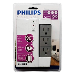 PHILIPS 6 Outlet Swiveling Wall Tap Surge Protector, 1000 Joules