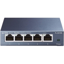 TP LINK Tp-Link Tl-Sg105 5-Port 10/100/1000Mbps Desktop Gigabit Steel Cased Switch, Ieee 802.1P Qos, Up to 65% Power Saving