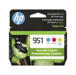 HP 951 3-Pack Cyan/magenta/yellow Original Ink Cartridges, Cr314Fn#140