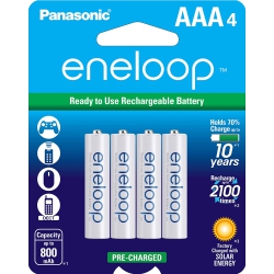 PANASONIC Bk-4Mcca4Ba Eneloop Aaa 2100 Cycle Ni-Mh Pre-Charged Rechargeable Batteries, Pack Of 4 - Bk4Mcca4Bf
