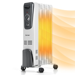 COSTWAY 1500W Electric Oil Filled Radiator Space Heater Thermostat Room Radiant